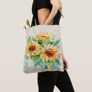 Watercolor sunflowers tote bag