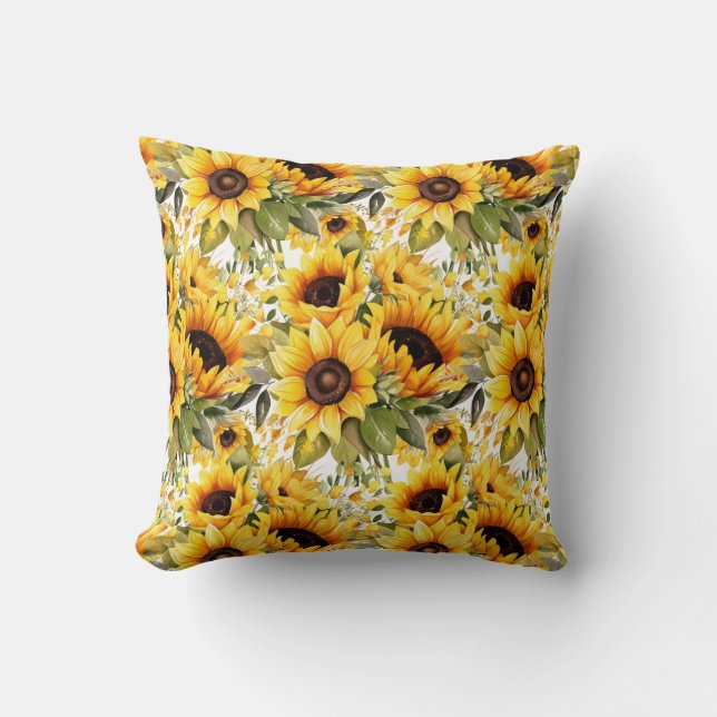 Watercolor Sunflowers Van Gogh Style Pillow (Front)