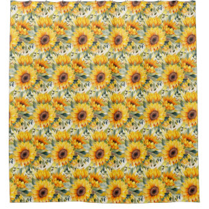 Watercolor Sunflowers Van Gogh Style Shower Curtain