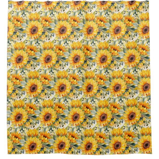 Watercolor Sunflowers Van Gogh Style  Shower Curtain (Front)