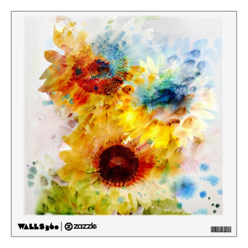Watercolor Sunflowers Wall Decal