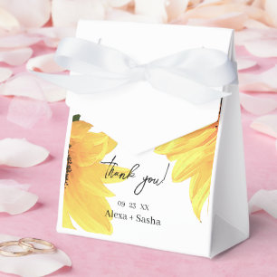 Watercolor Sunflowers Wedding Favor Boxes