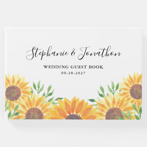 Watercolor Sunflowers Wedding Guest Book