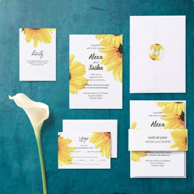 Watercolor Sunflowers Wedding Invitation Postcard (Creator Uploaded)