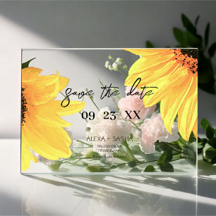 Watercolor Sunflowers Wedding Save the Date Card