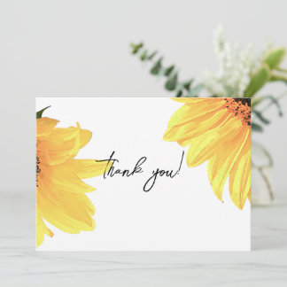 Watercolor Sunflowers Wedding Thank You Card