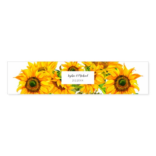 Watercolor Sunflowers Wedding Yellow White Floral  Napkin Bands