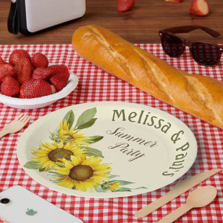 Watercolor Sunflowers with foliage personalized 