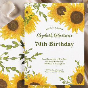 Watercolor Sunflowers Women's 70th Birthday  Invitation