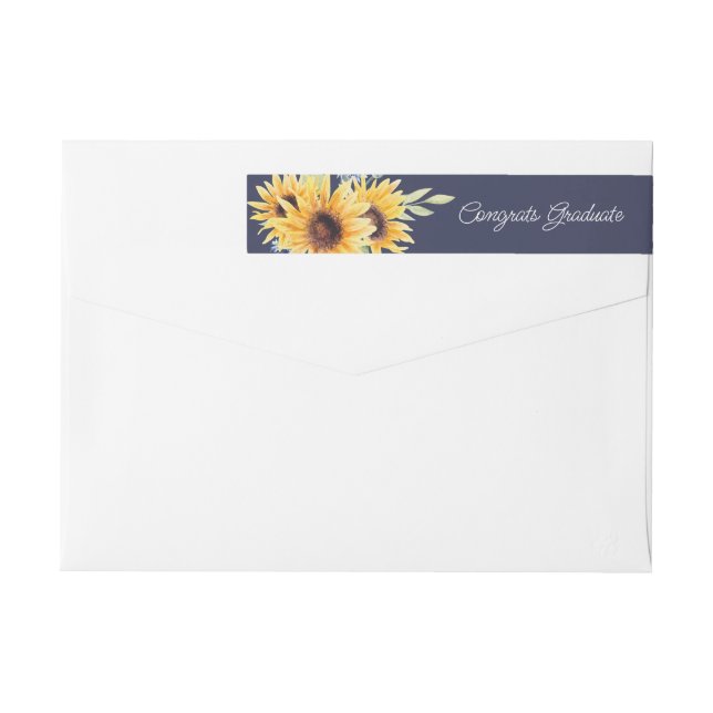 Watercolor Sunflowers Wraparound Address Label (Back)