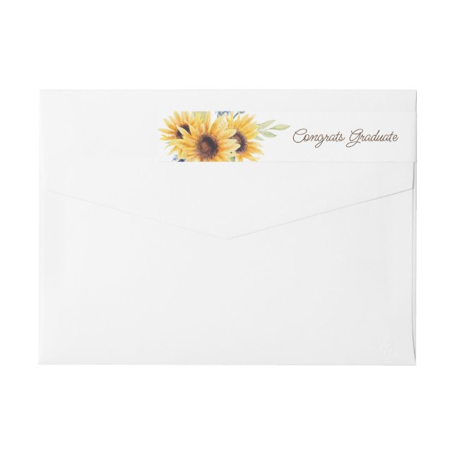 Watercolor Sunflowers Wraparound Address Label (Back)