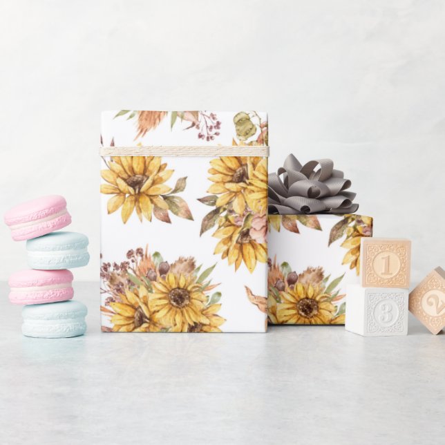 Watercolor Sunflowers  Wrapping Paper (Baby Shower)