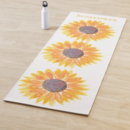 Watercolor Sunflowers Yoga Mat