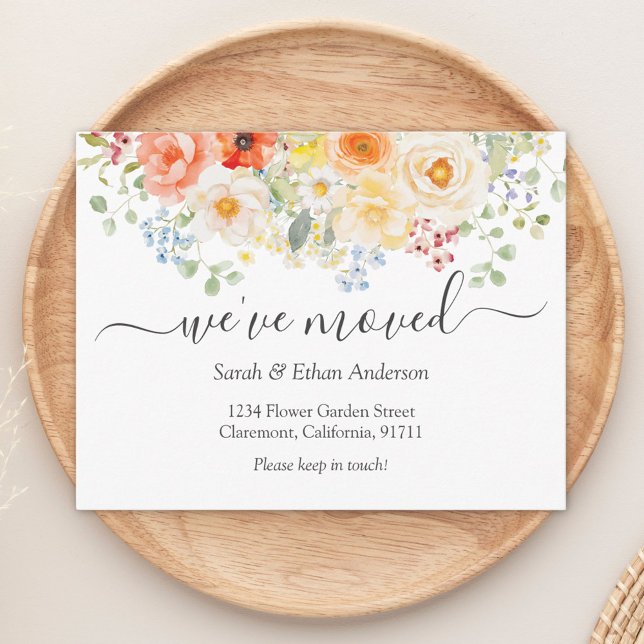 Watercolor Sunny Floral Moving Announcement Card (Creator Uploaded)