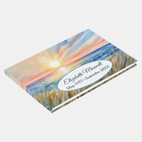 Watercolor Sunrise For Memorial Service Guest Book