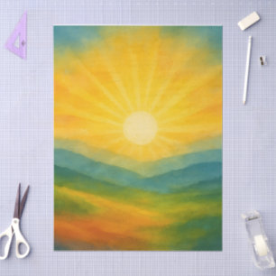 Watercolor Sunrise Landscape Painting Tissue Paper