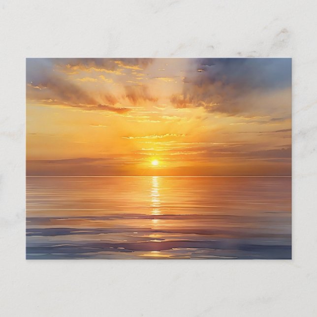 Watercolor Sunrise Over Calm Sea Postcard (Front)