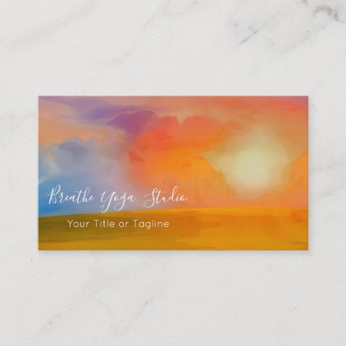 Watercolor Sunrise Over Golden Field Business Card