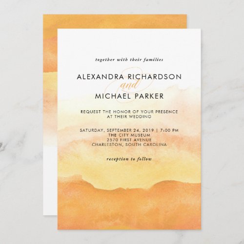 Watercolor Sunrise  Wedding Invitation