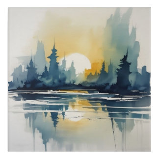 Watercolor Sunset Abstract Acrylic Print