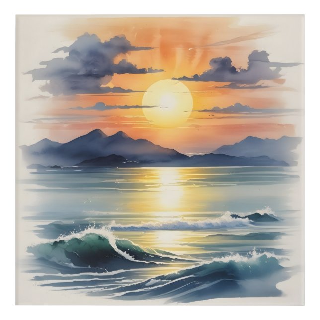 Watercolor Sunset Acrylic Print (Front)