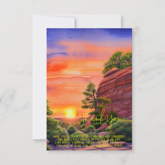 Watercolor Sunset and red rocks customizable Card (Front)