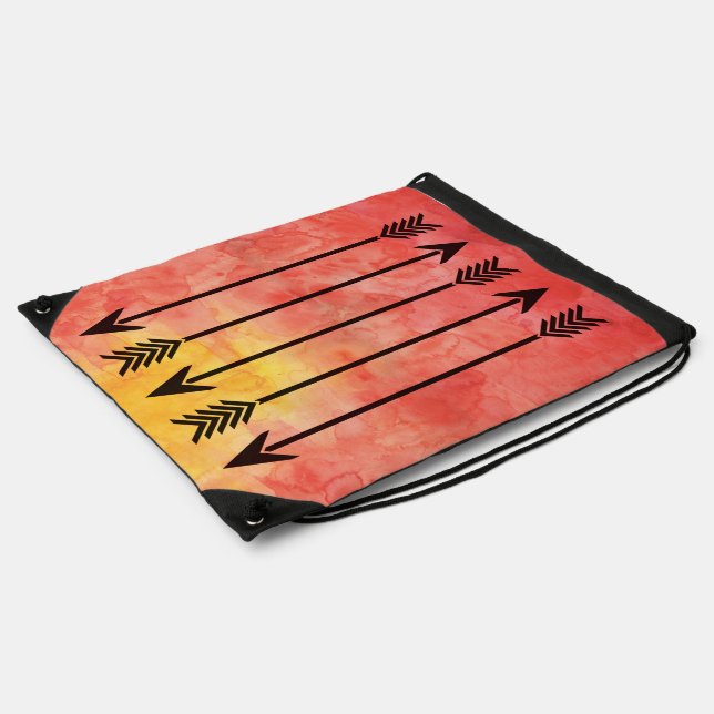 Watercolor Sunset Arrows Drawstring Backpack (Side)
