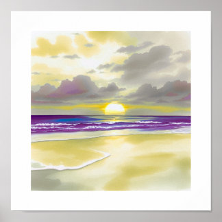 Watercolor Sunset Art Poster