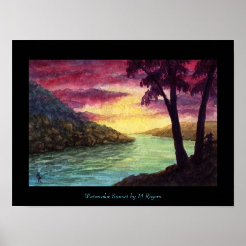 Watercolor Sunset Art Print