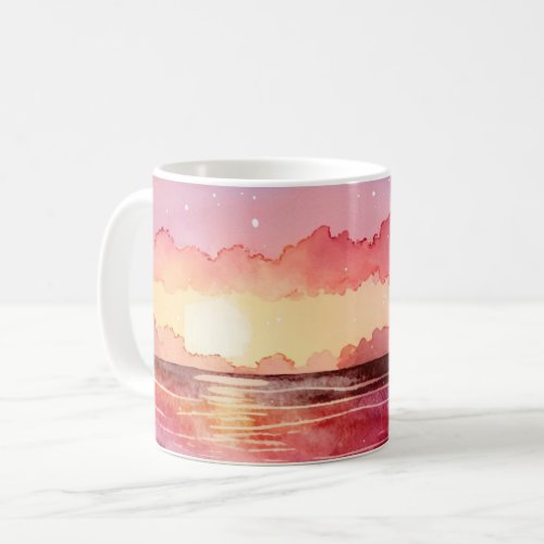 Watercolor Sunset Beach Coffee Mug
