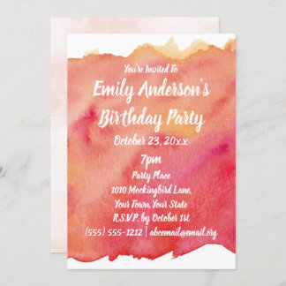 Watercolor Sunset Birthday party Invitation