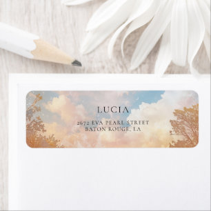 Watercolor Sunset Cloud 9 Bridal Shower Address Label