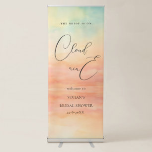 Watercolor Sunset Cloud 9 Bridal Shower Welcome Retractable Banner