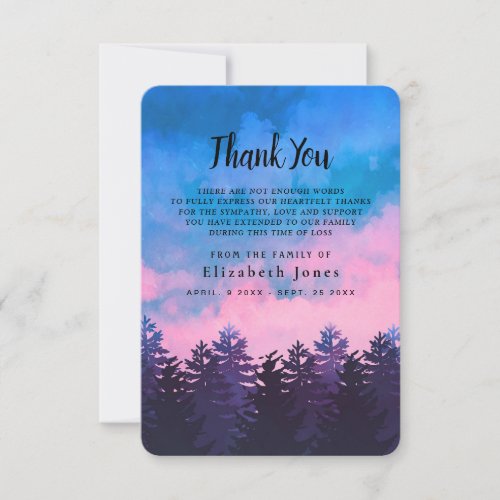 Watercolor Sunset Forest Sympathy Thank You Card