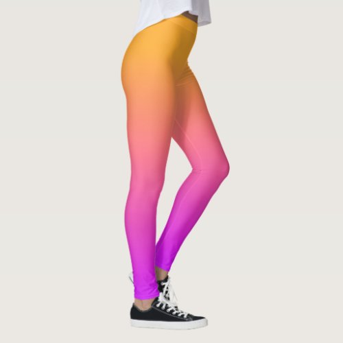 Watercolor Sunset Orange to Pink Gradient Ombre  Leggings