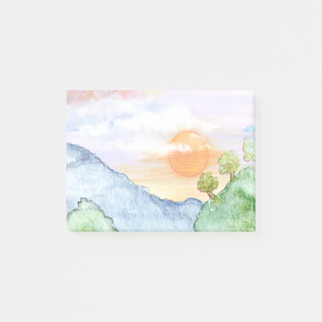 Watercolor Sunset over Mountains & Trees  Post-it Notes (Front)