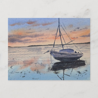 Watercolor Sunset Painting  Postcard
