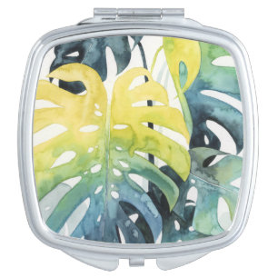 Watercolor Sunset Palm Tree Leaves Compact Mirror