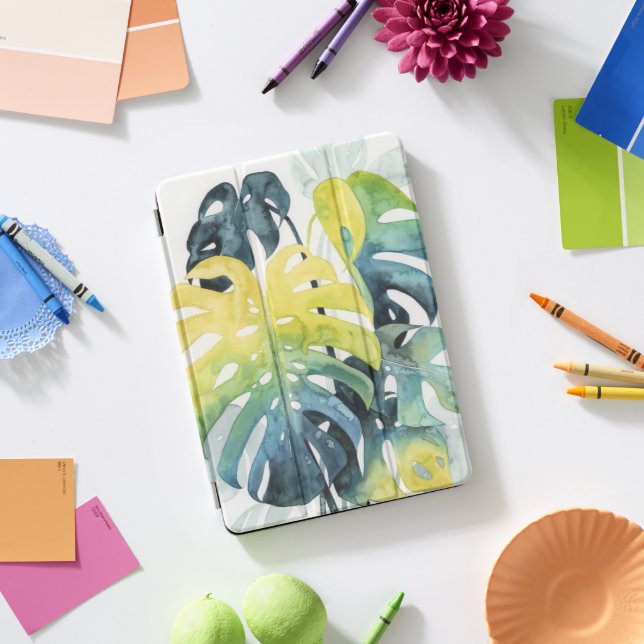 Watercolor Sunset Palm Tree Leaves iPad Pro Cover (Desk)