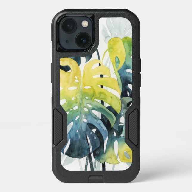 Watercolor Sunset Palm Tree Leaves Otterbox iPhone Case (Back)