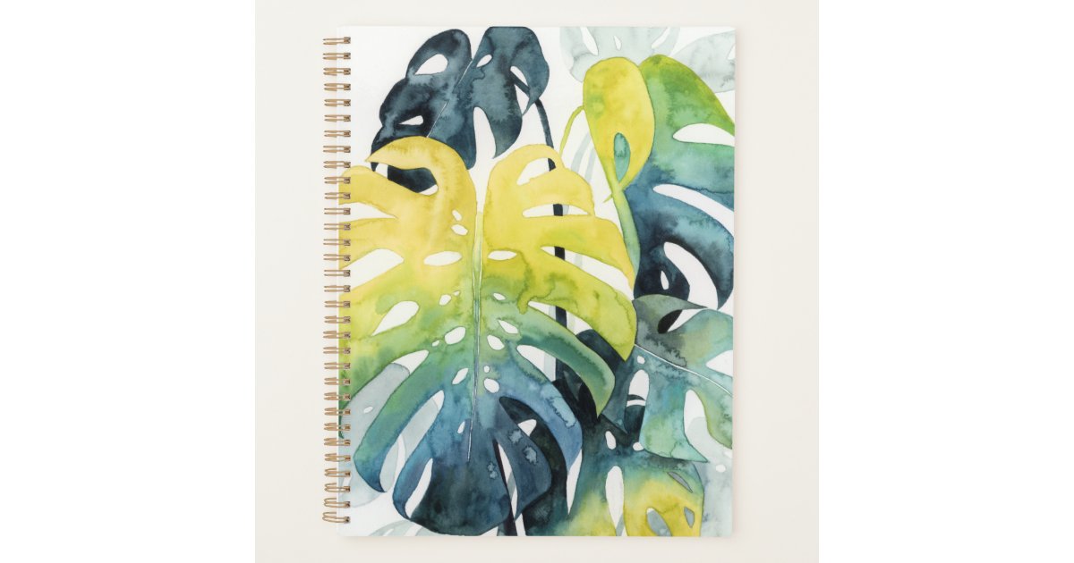Watercolor Sunset Palm Tree Leaves Planner Zazzle Com