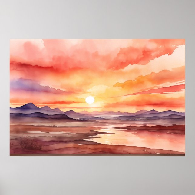 Watercolor Sunset Poster (Front)