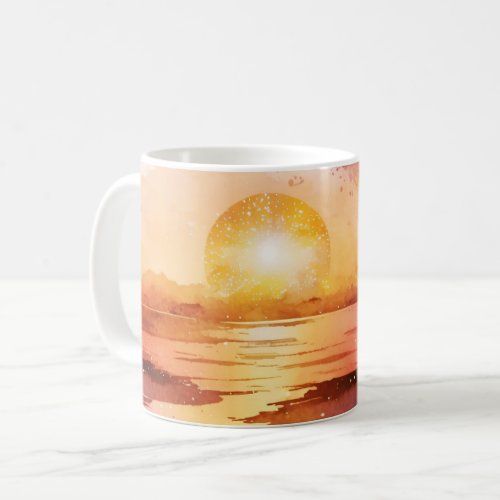 Watercolor Sunset Seascape Coffee Mug