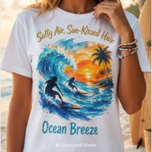 Watercolor Sunset Surfers – Ocean Breeze Graphic