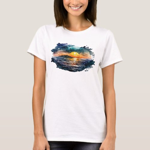 Watercolor Sunset T_Shirt