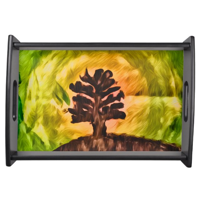 Watercolor sunset tree tray (Front)