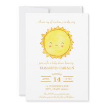 Watercolor Sunshine Baby Shower Invitation Neutral
