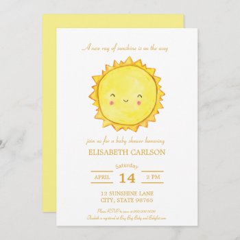 Watercolor Sunshine Baby Shower Invitation Neutral by LaurEvansDesign at Zazzle