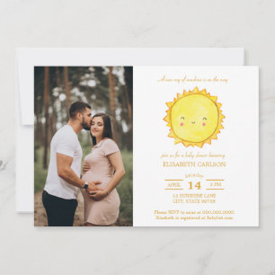 Watercolor Sunshine Baby Shower Photo download Invitation