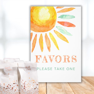 Watercolor Sunshine Cute Sun Favors Sign